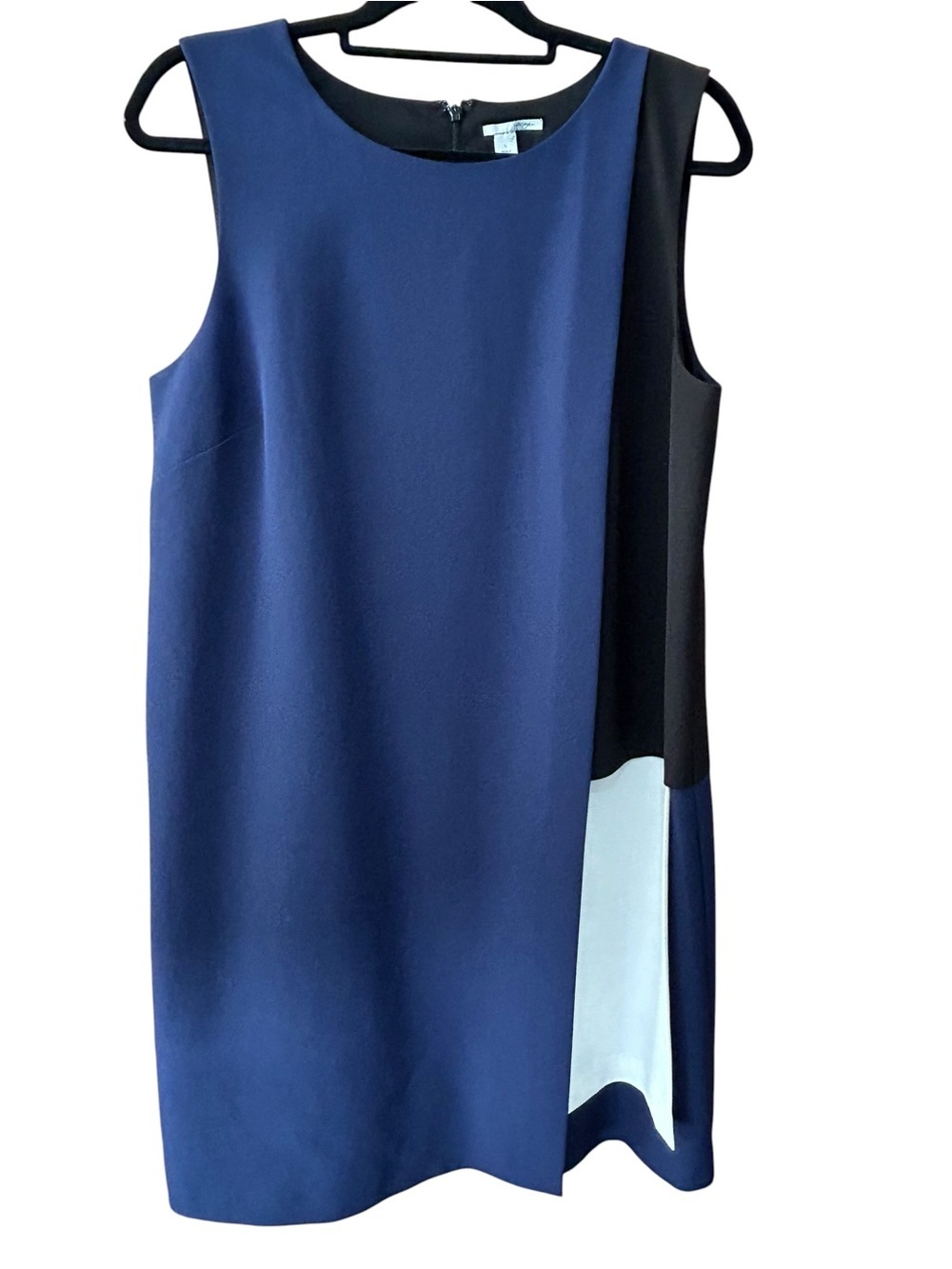 Halogen Nordstrom Colorblock Asymmetrical Shift Dress Cobalt Blue Black White L